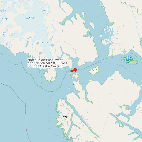 North Inian Pass, west end (depth 502 ft), Cross Sound, Alaska Current map