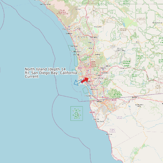 North Island (depth 14 ft), San Diego Bay, California Current map
