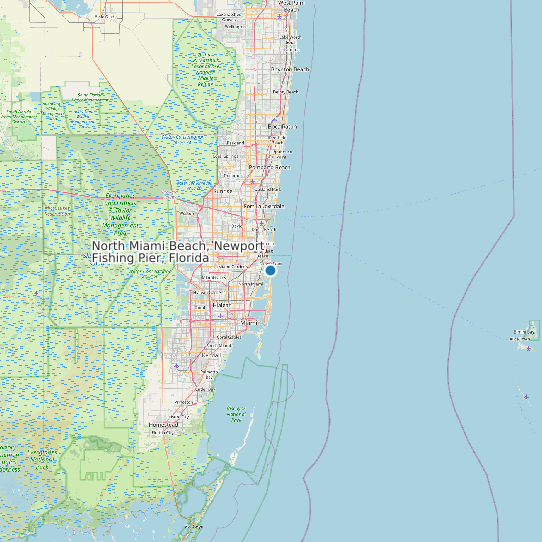 Map of North Miami Beach, Newport Fishing Pier, Florida Tide Prediction Station