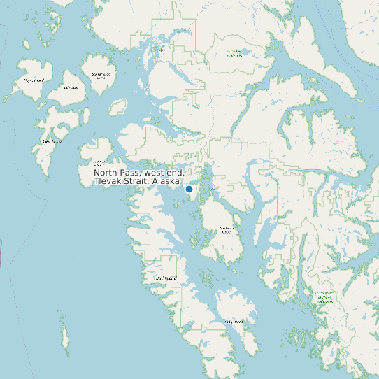 North Pass, west end, Tlevak Strait, Alaska map