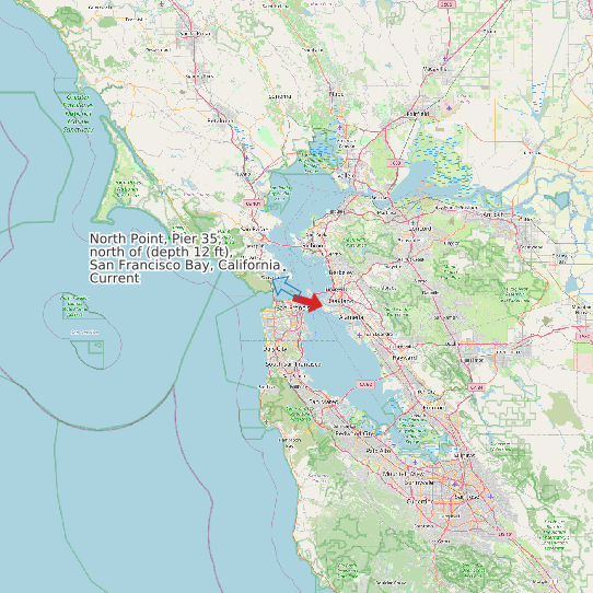 Map of North Point, Pier 35, north of (depth 12 ft), San Francisco Bay, California Current Prediction Station