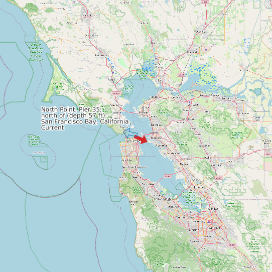 Map of North Point, Pier 35, north of (depth 57 ft), San Francisco Bay, California Current Prediction Station