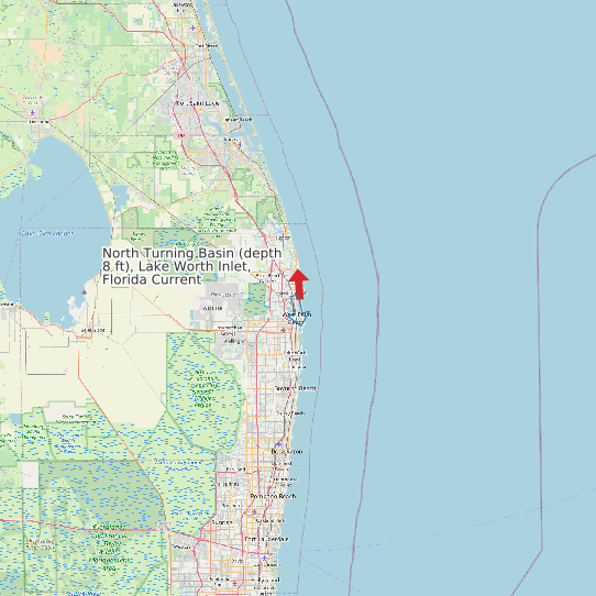 North Turning Basin (depth 8 ft), Lake Worth Inlet, Florida Current map