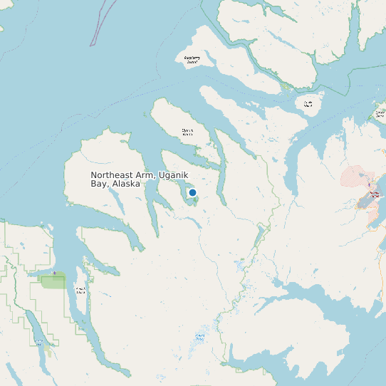 Map of Northeast Arm, Uganik Bay, Alaska Tide Prediction Station