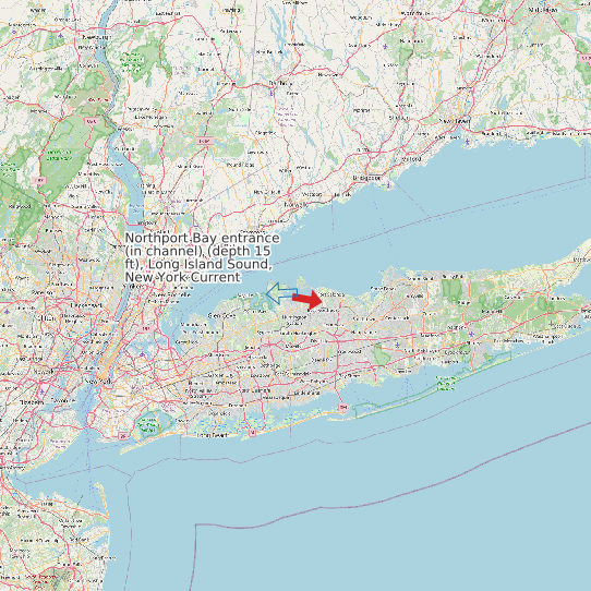 Map of Northport Bay entrance (in channel) (depth 15 ft), Long Island Sound, New York Current Prediction Station