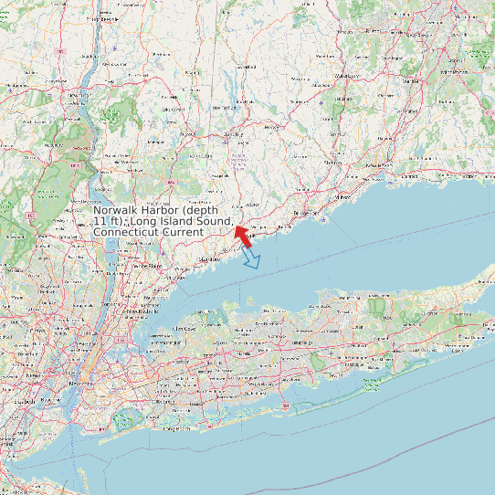 Map of Norwalk Harbor (depth 11 ft), Long Island Sound, Connecticut Current Prediction Station