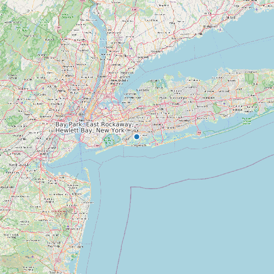 Map of Bay Park, East Rockaway, Hewlett Bay, New York Tide Prediction Station