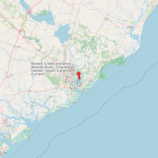 Map of Nowell Creek entrance, Wando River, Charleston Harbor, South Carolina Current Prediction Station