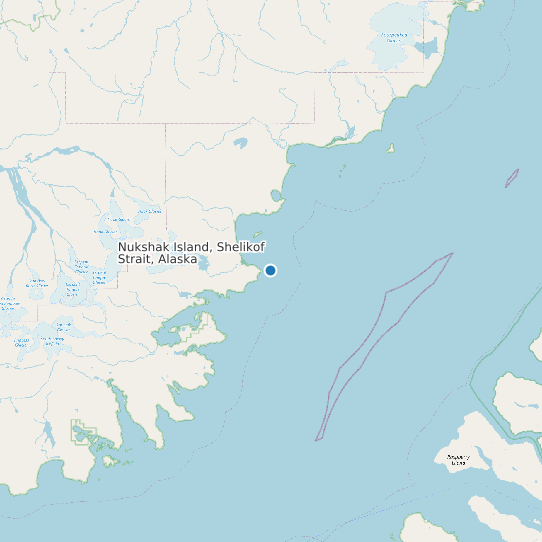 Map of Nukshak Island, Shelikof Strait, Alaska Tide Prediction Station