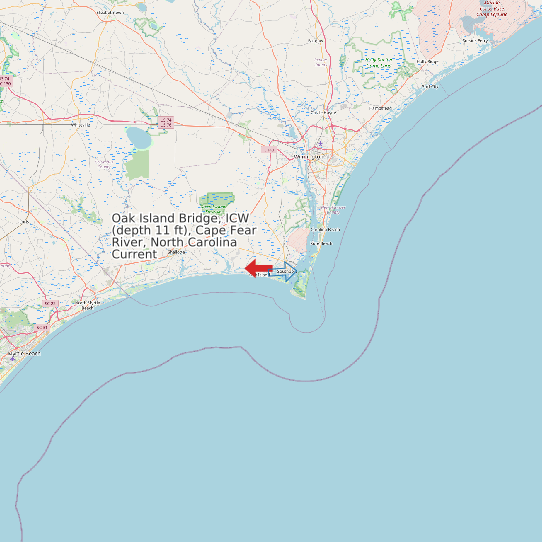 Oak Island Bridge, ICW (depth 11 ft), Cape Fear River, North Carolina Current map