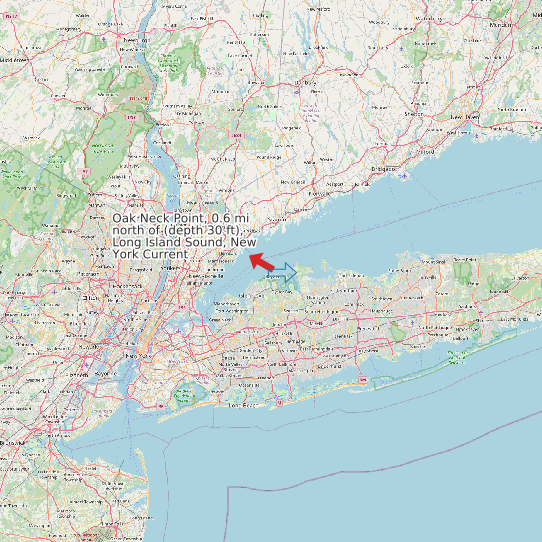 Oak Neck Point, 0.6 mi north of (depth 30 ft), Long Island Sound, New York Current map
