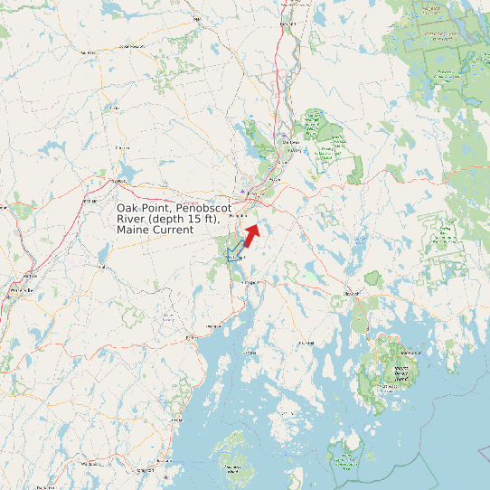 Map of Oak Point, Penobscot River (depth 15 ft), Maine Current Prediction Station