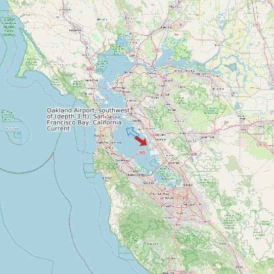 Map of Oakland Airport, southwest of (depth 3 ft), San Francisco Bay, California Current Prediction Station