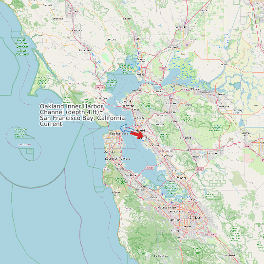 Map of Oakland Inner Harbor Channel (depth 4 ft), San Francisco Bay, California Current Prediction Station