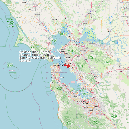 Oakland Inner Harbor Channel (depth 40 ft), San Francisco Bay, California Current map