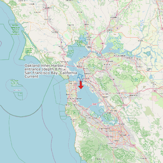 Map of Oakland Inner Harbor entrance (depth 8 ft), San Francisco Bay, California Current Prediction Station