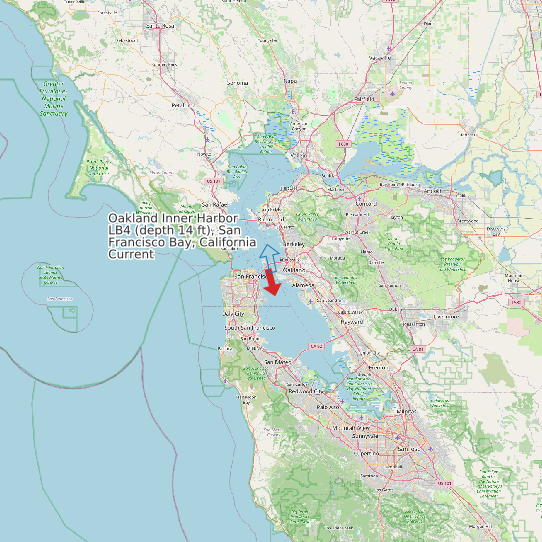 Map of Oakland Inner Harbor LB4 (depth 14 ft), San Francisco Bay, California Current Prediction Station