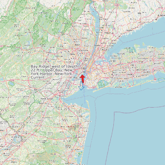 Map of Bay Ridge, west of (depth 22 ft), Upper Bay, New York Harbor, New York Current Prediction Station