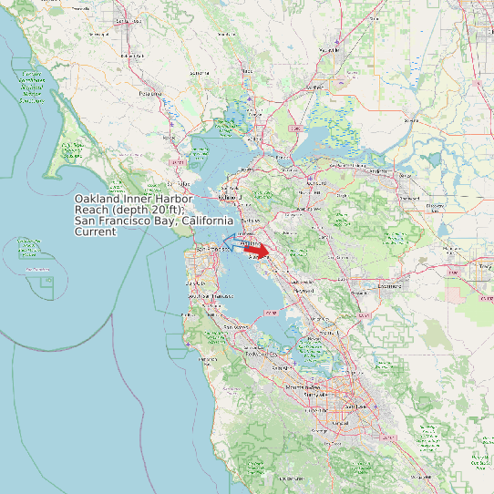 Oakland Inner Harbor Reach (depth 20 ft), San Francisco Bay, California Current map