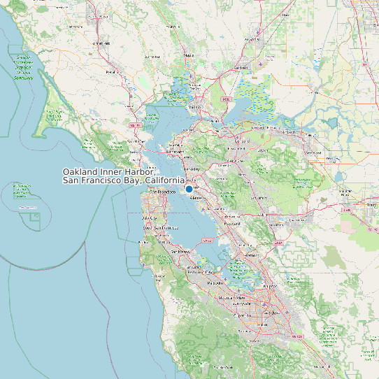 Map of Oakland Inner Harbor, San Francisco Bay, California Tide Prediction Station