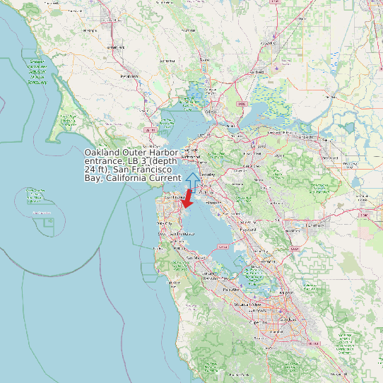 Oakland Outer Harbor entrance, LB 3 (depth 24 ft), San Francisco Bay, California Current map