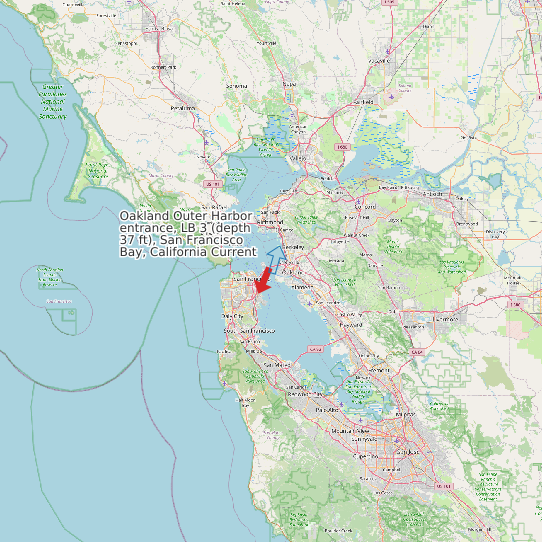 Map of Oakland Outer Harbor entrance, LB 3 (depth 37 ft), San Francisco Bay, California Current Prediction Station