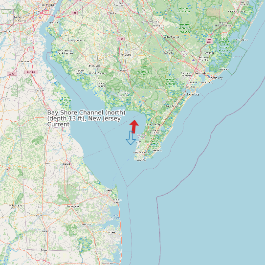 Bay Shore Channel (north) (depth 13 ft), New Jersey Current map