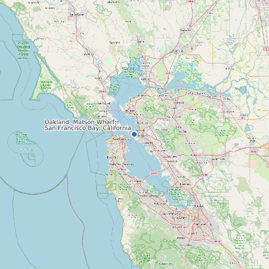 Map of Oakland, Matson Wharf, San Francisco Bay, California Tide Prediction Station