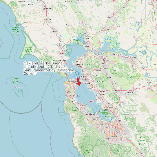 Oakland, Yerba Buena Island (depth 13 ft), San Francisco Bay, California Current map