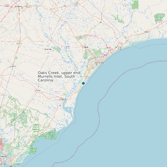 Map of Oaks Creek, upper end, Murrells Inlet, South Carolina Tide Prediction Station