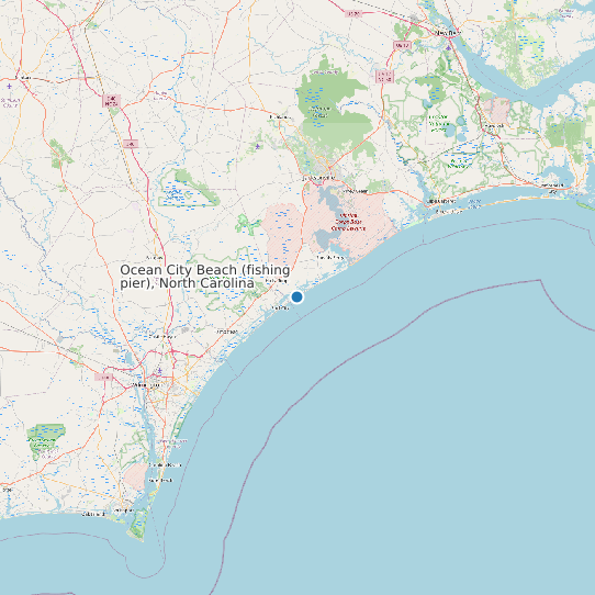 Map of Ocean City Beach (fishing pier), North Carolina Tide Prediction Station