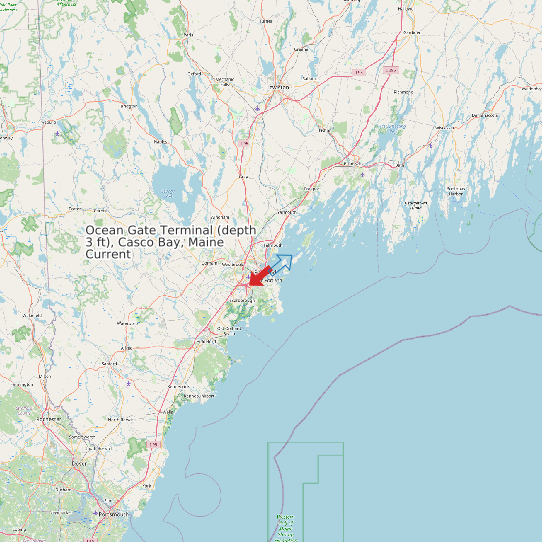 Map of Ocean Gate Terminal (depth 3 ft), Casco Bay, Maine Current Prediction Station