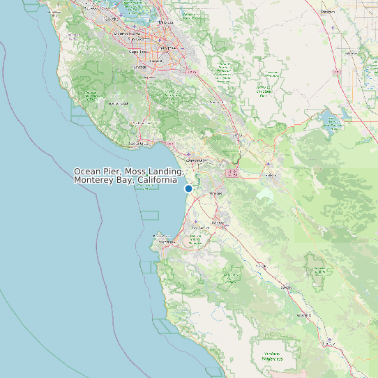 Map of Ocean Pier, Moss Landing, Monterey Bay, California Tide Prediction Station
