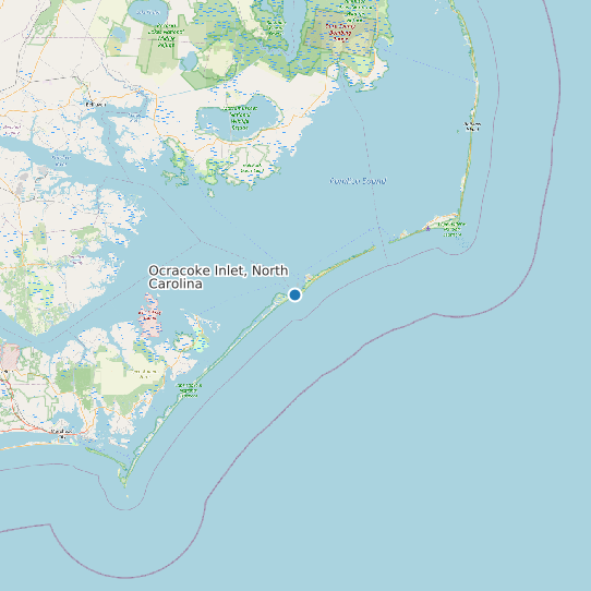 Map of Ocracoke Inlet, North Carolina Tide Prediction Station