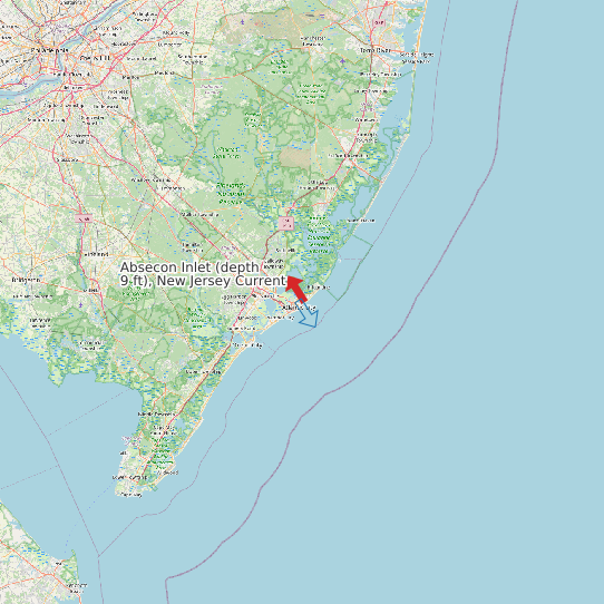 Absecon Inlet (depth 9 ft), New Jersey Current map