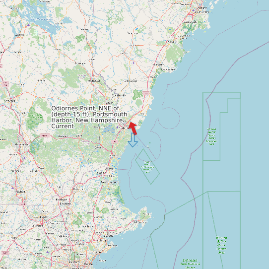 Map of Odiornes Point, NNE of (depth 15 ft), Portsmouth Harbor, New Hampshire Current Prediction Station