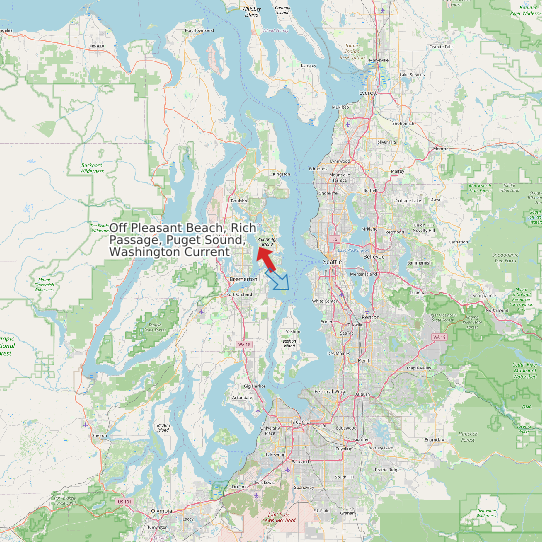 Map of Off Pleasant Beach, Rich Passage, Puget Sound, Washington Current Prediction Station