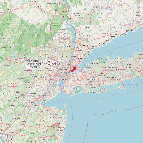 Map of Off Winthrop Ave., Astoria, East River, New York Current Prediction Station