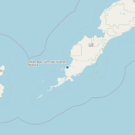Map of Okee Bay, Umnak Island, Alaska Tide Prediction Station