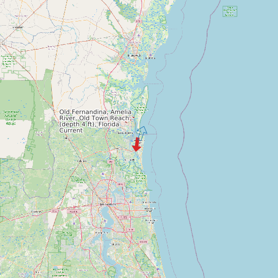 Map of Old Fernandina, Amelia River, Old Town Reach (depth 4 ft), Florida Current Prediction Station