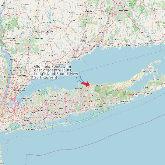 Map of Old Field Point, 1 mi east of (depth 15 ft), Long Island Sound, New York Current Prediction Station