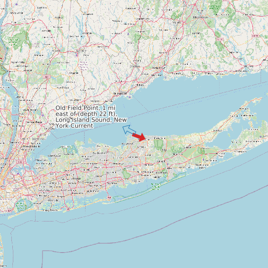 Old Field Point, 1 mi east of (depth 22 ft), Long Island Sound, New York Current map