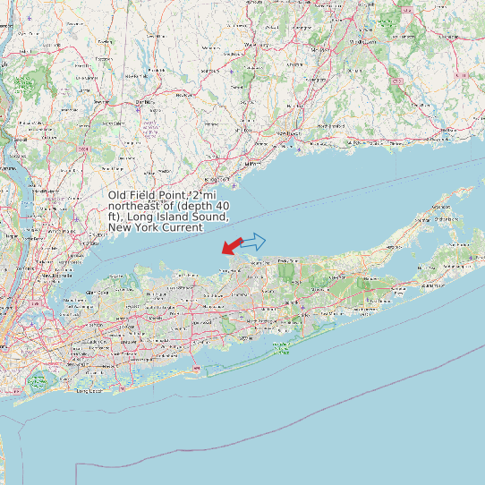 Map of Old Field Point, 2 mi northeast of (depth 40 ft), Long Island Sound, New York Current Prediction Station