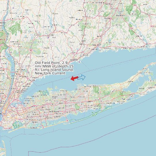Map of Old Field Point, 2.9 nmi NNW of (depth 15 ft), Long Island Sound, New York Current Prediction Station
