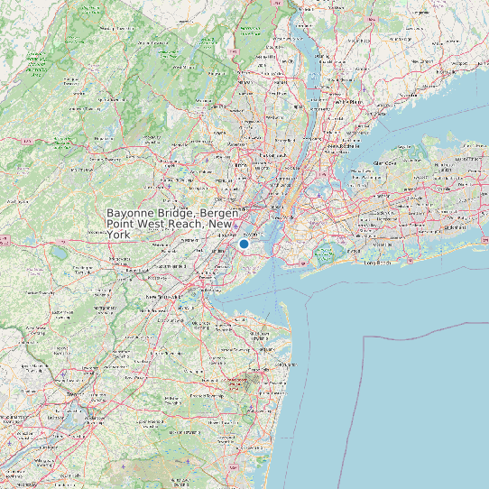 Map of Bayonne Bridge, Bergen Point West Reach, New York Tide Prediction Station