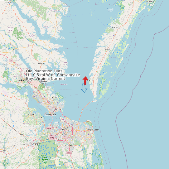 Map of Old Plantation Flats Lt., 0.5 mi W of, Chesapeake Bay, Virginia Current Prediction Station