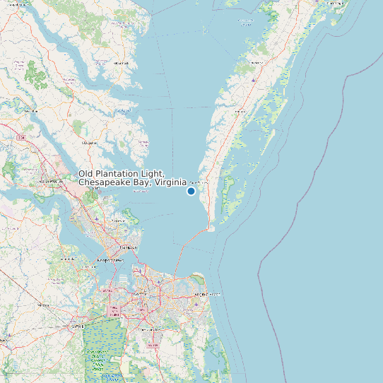 Old Plantation Light, Chesapeake Bay, Virginia map