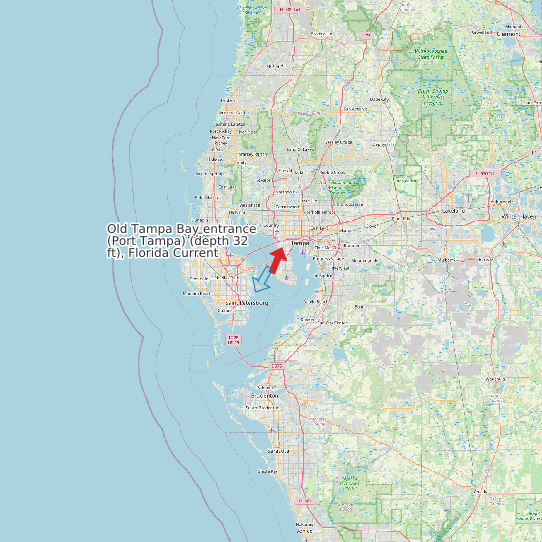 Old Tampa Bay entrance (Port Tampa) (depth 32 ft), Florida Current map