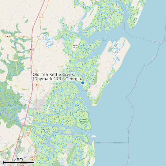 Map of Old Tea Kettle Creek (Daymark 173), Georgia Tide Prediction Station