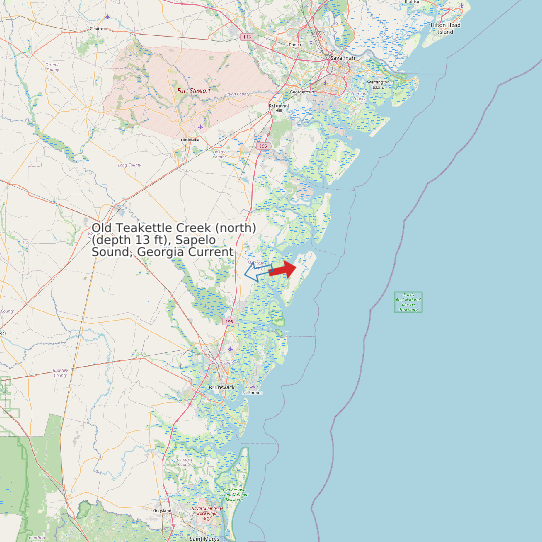 Old Teakettle Creek (north) (depth 13 ft), Sapelo Sound, Georgia Current map
